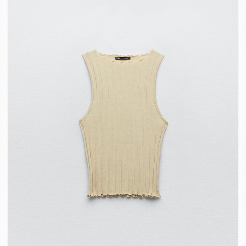 Tan ribbed tank